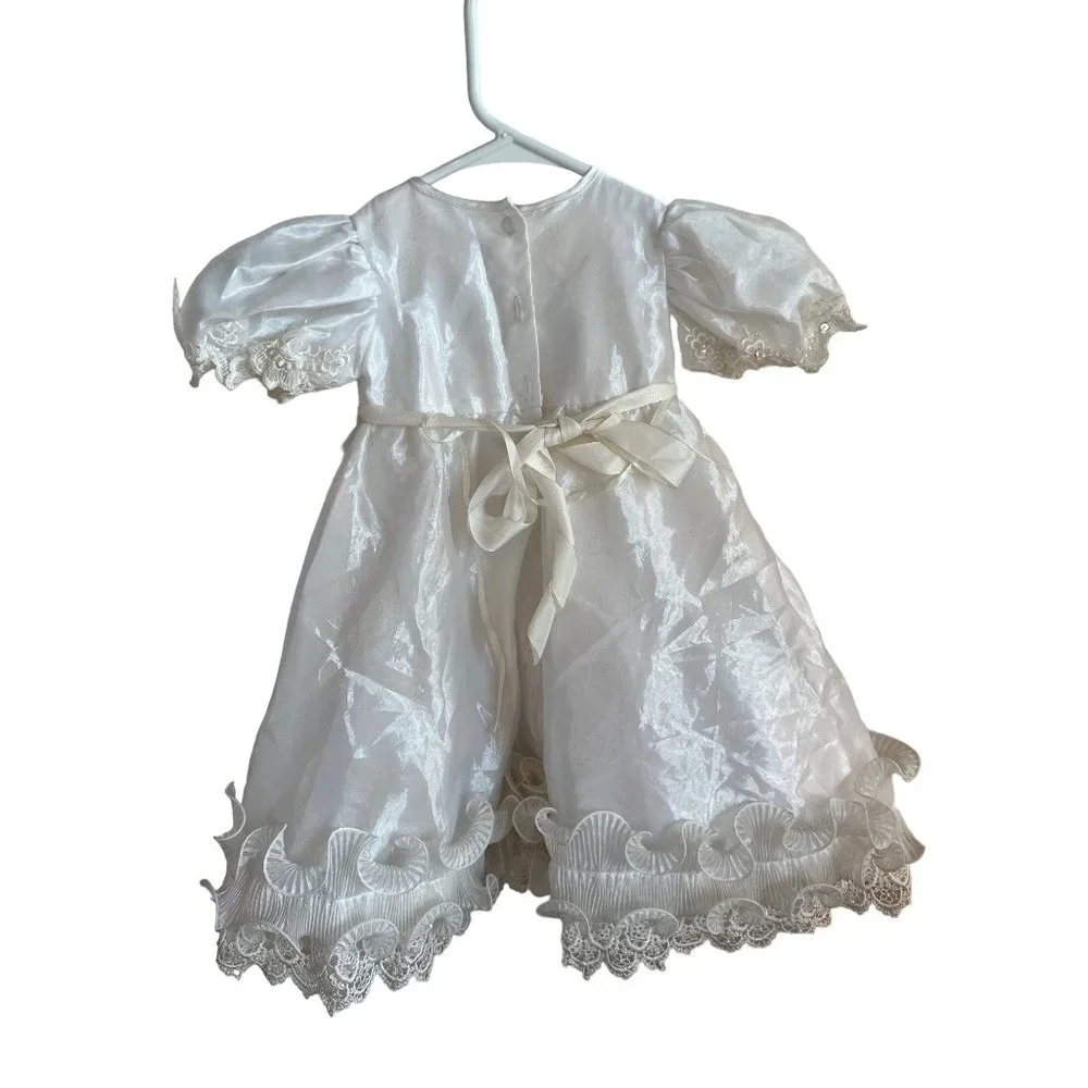 Baptism Christening Baby Girl Dress Newborn Size 0 Vintage Victorian White Bapti - Picture 9 of 12